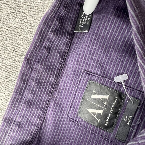 Armani Exchange Shirt Adult 2XL XXL Purple Slim Fit Button Up Long Sleeve Casual - Picture 9 of 14
